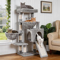 Hey-brother Cat Tree Tower with Large Bed, Hammocks, Scratcher, MPJ006SW | 35.4 Inches Cat House with Cozy Condo, Sisal Scratching Posts for Indoor Cats, Light Gray by Hey-brother
