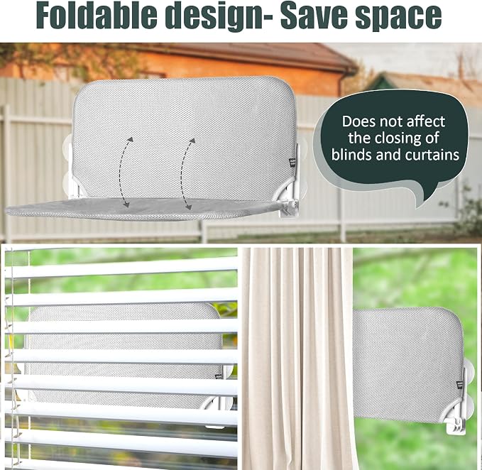 Sunhoo Cat Window Hammock Perch Cordless Perches Window Sill Seat Bed Foldable Stable Lounger Upgraded Suction Cup Easy Assembly Indoor Cats Kitty Shelf Hold Up to 55lbs（Grey,S - Image 2