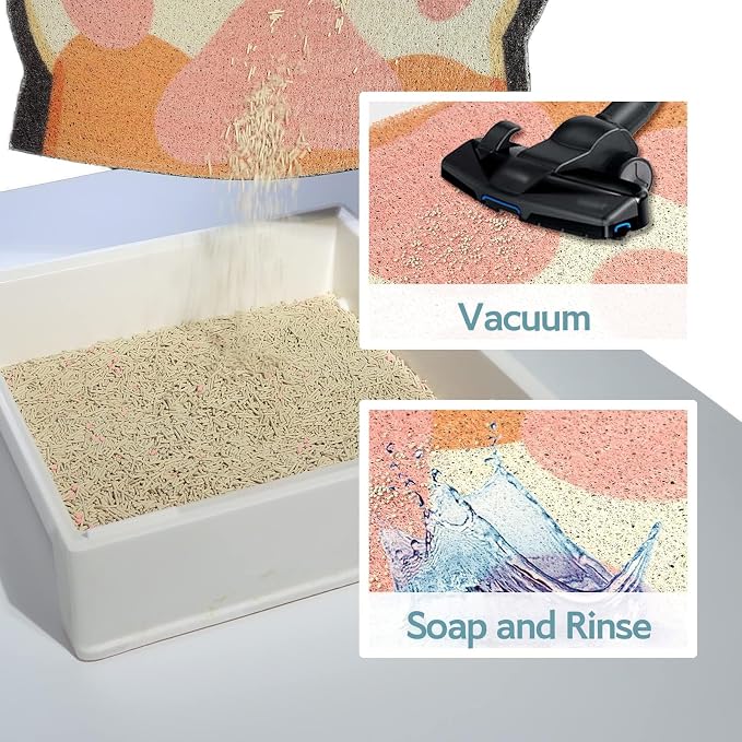 Cute Cat Litter Mat 24”x16”, Litter Box Mat, Litter Trapping Mat, Soft on Kitty Paws, Easy Clean, Anti Slip, Pet Accessories, Door Floor mats - Grey White60*40 - Image 4