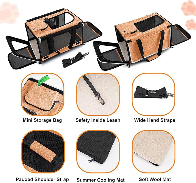 GAPZER Dog Carry Bag Puppy, Pet Soft-Shell Portable Kennel Crate 0-15 lbs | Privacy Protection Big Kitten Car Travel Cloth Carry Bag up to 20 lbs, Small Animal Portable Mesh Kennel Cage for Vet Visits - Image 4