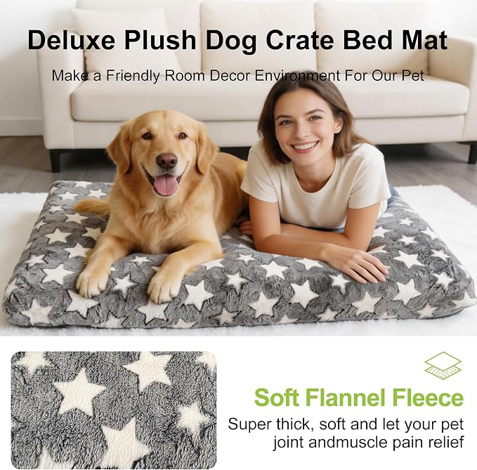 Orthopedic Dog Bed for Large Dogs, Washable Dog Mat with Removable Zippered Cover, Non-Slip Bottom, Comfort Crate Bed (Grey, L(35"*23"*3.1")) - Image 2