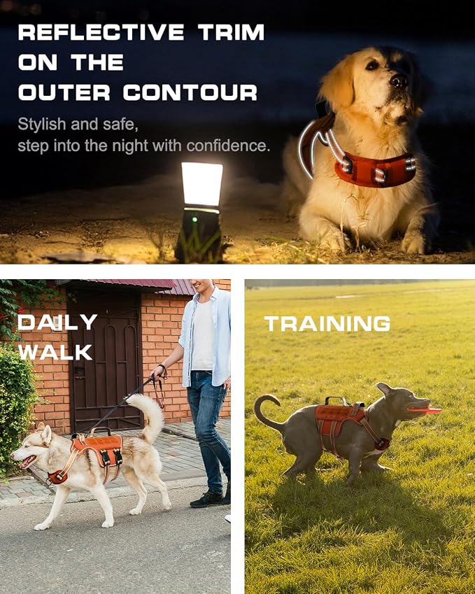 Dog Harness, Tactical No Pull for Small Sized Dog with Handle | Breathable Soft Padded, Adjustable, Reflective, Molle System, Heavy Duty, No Choke for Walking Training, Orange Small - Image 4