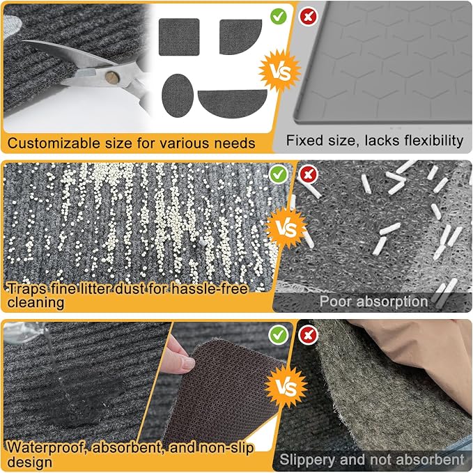 BEAUTYZOO Cat Litter Box Mat,32"x 45" Large Litter Trapping Mat, Waterproof | Non-Slip Litter Mats for Floor Scatter Control,Absorbent Urine-Proof,Soft on Paws & Easy to Clean,Indoor Cats Toilet Training - Image 7