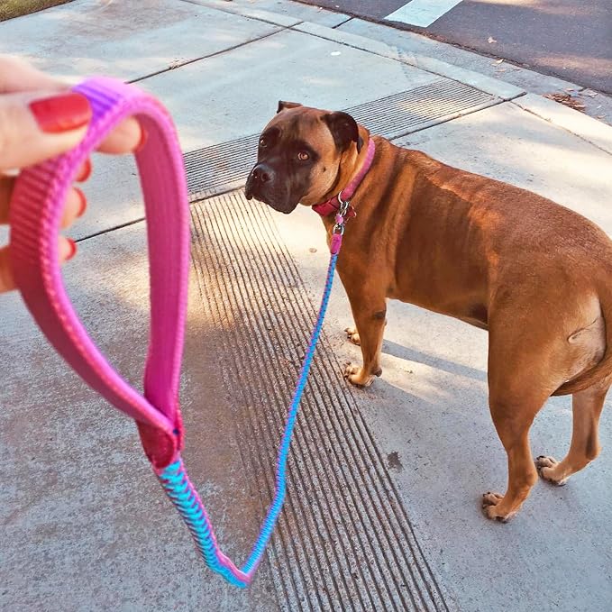 Reflective Dog Leash 2/3/4/6/10ft Braided 1/2" Strong Nylon Rope | 6FT Pink Dog Leash for Large Medium Small Dogs Walking Training Leads - Image 4