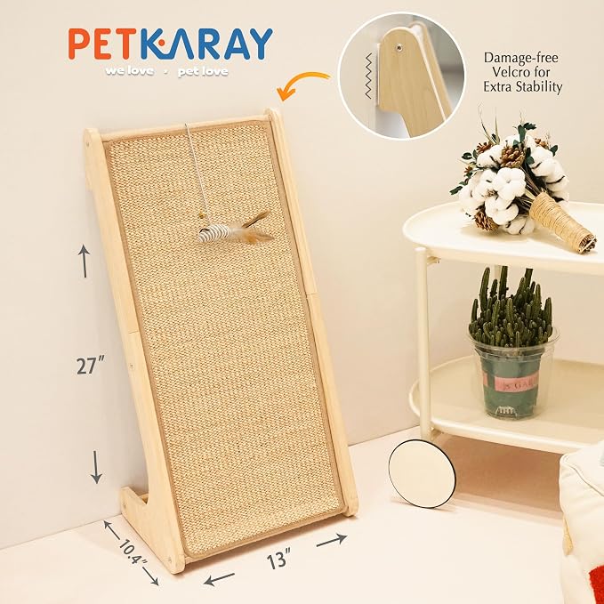 PETKARAY Cat Scratcher, Sisal Scratching Ramp, L Shape Scratch Pad for Indoor Cats, Wall Furniture Protector with Catnip (Large Size) - Image 7