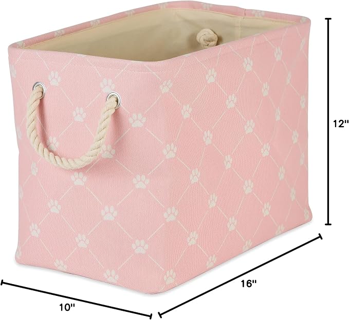 Bone Dry Pet Storage Paw and Bone, Trellis Collection, Medium Rectangle, 16x10x12, Pink - Image 9