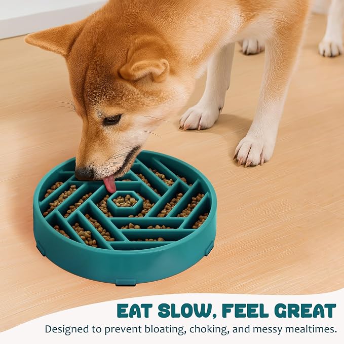 WHIPPY Slow Feeder Dog Bowl, Puzzle Maze Design to Slow Down Eating, 3-Cup Capacity, Anti-Gulping Food Bowl for Medium & Large Dogs,Green - Image 3