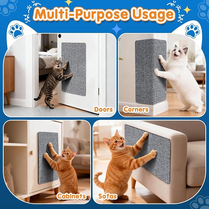 Wall Cat Scratcher for Indoor Cats,Corner Furniture Protector Light Grey | 19.6x9.8" wall corner cat scratcher,Durable scratching board protects door, wall and couch furniture,Easy mount - Image 8