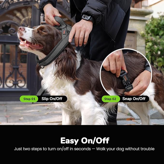 No Pull Dog Harness for Medium Dogs, Breathable Mesh Padded, Black,M | Quick Fit, Easy On and Off, Adjustable, Reflective Vest Harness for Night Safty, Easy for Walking and Training, Chest 21-26" - Image 4