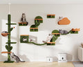 Cactus Floor to Ceiling Cat Tower, 14-in-1 Cat Wall Shelves, Green | Cats Tree with Adjustable Height(87-104 IN), Cat Climbing Wall Furniture Set for Adult Cats, with Scratching Post, Cloud by Homiflex
