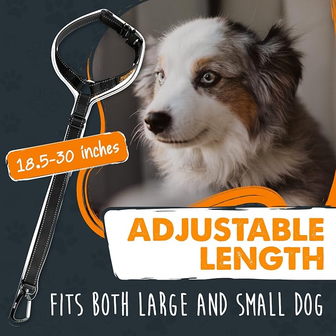 Mighty Paw Dog Seat Belt for Car Headrest, for Small, Medium & Large Dogs | Adjustable, Nylon, Aircraft-Grade Aluminum Carabiner, Tangle-Free Swivel Clip, Adjusts 18.5-30 In - Image 7