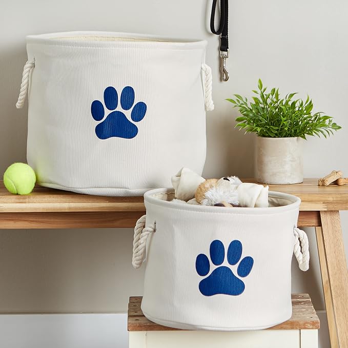 Bone Dry Pet Storage Collection Collapsible Bin, Small Round, Off-White - Image 6