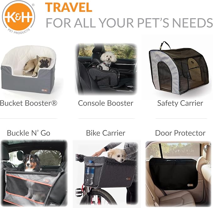 K&H Dog Car Seat, Bucket Booster for Small to Medium Pets, L Black/Cream | Better views on rides, dog car seats for small dogs with bolster, 2 tethers, washable cover, for 2 small dogs or 1 medium dog - Image 8