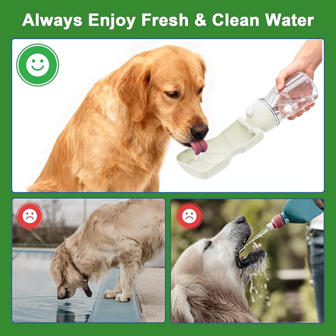 Amerisun Dog Water Bottle, 16.9 OZ Collapsible Leak-Proof Pet Water Bowl | Collapsible Water Bottle,Suitable for Dog, Cat, Puppy, Guinea Pig, Hamster & Bunny. Ideal for Walking, Hiking（A012B-White） - Image 6