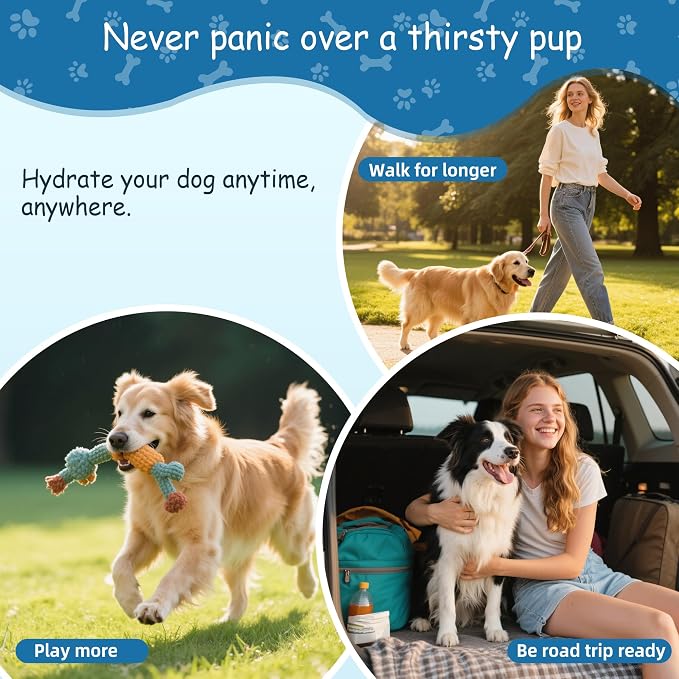 Portable Dog Water Bottle-18 Oz Leak-Proof Green Water Bowl Dispenser for Walk Hiking or Travel - Image 4