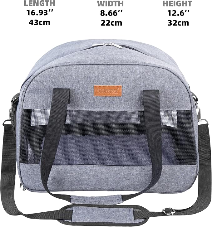 Cat Carrier for Small Cats Dogs, Soft-Sided Pet Carrier for Cats Puppies Small Pets, Lightweight Comfortable Travel Cat Dog Carrier (Grey) - Image 2
