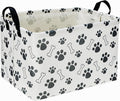Rectangular Dog Basket,Dog Toy Bin,Dog Storage Basket Organizer.Waterproof PE Coating Puppy Storage Bin with Handles.Dog room decor,Dog Toys,Books,Kid's Gifts basket. (Dog Paw) by Sanjiaofen