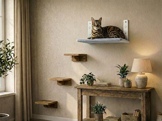 OtterPets Cat Wall Bed, Foldable Cat Wall Hammock with Plush Washable Cover | 35 lb metal support; plush washable cover; hardware for drywall, studs and concrete, cat wall shelf, wall mounted cat bed - Image 4