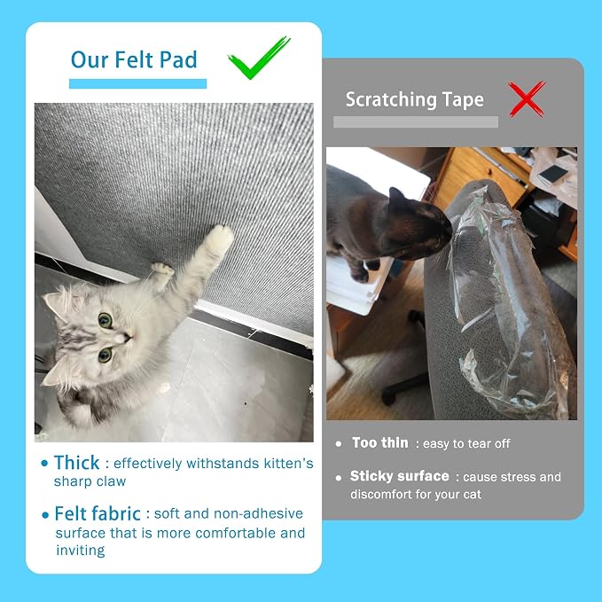 Self Adhesive Cat Scratch Mat to Protect Furniture from Claws Scratching | 16 x 78 in Couch Corner Protector,Customizable Size Scratch Pad - Image 4