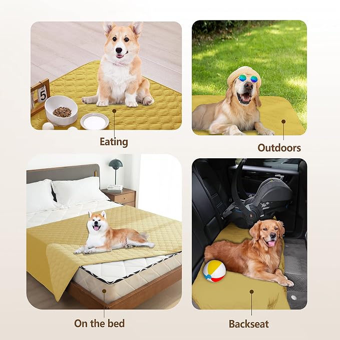 gogobunny 100% Double-Sided Waterproof Dog Bed Cover Pet Blanket Sofa Couch Furniture Protector for Puppy Large Dog Cat, Reversible (52x82 Inch (Pack of 1), Dark Yellow/Light Yellow) - Image 9