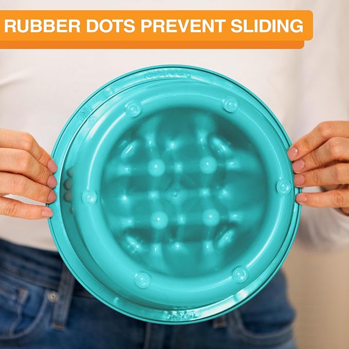 The Niner Slow Feed Bowl - Raised Peaks Slow Down Pets Eating - Fits Elevated Feeders Including Neater Feeder Large Sizes - Gentle on Teeth and Gums - Holds up to 2 Cups (Aquamarine) - Image 9