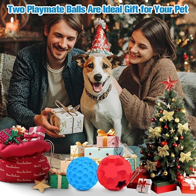 2 Pack Dog Toy Balls for Aggressive Chewers, Treat Ball and Squeaky Ball | Interactive Squeaky Dog Balls and Treat Dispensing Ball to Keep Them Busy, Chew Toys for Large Dogs, Enrichment Toy - Image 8