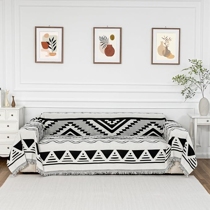 MYSKY HOME Couch Cover for Sectional Sofa Set Boho Geometric Furniture Sofa Cover Washable for Dog Cat Pets Couch Cover 3 Seat Sofa Chenille Couch Protector Multi-Use Couch Covers Blanket,71" X134" by MYSKYHOME