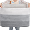 OIAHOMY Blanket Basket Laundry Basket Dog Toy Basket 108L Gradient Grey | Large Storage Basket,Baby Basket,Toy Storage,Woven Rope Basket for Blankets,Blanket Storage for Living Room by MasterofSpaceOptimization