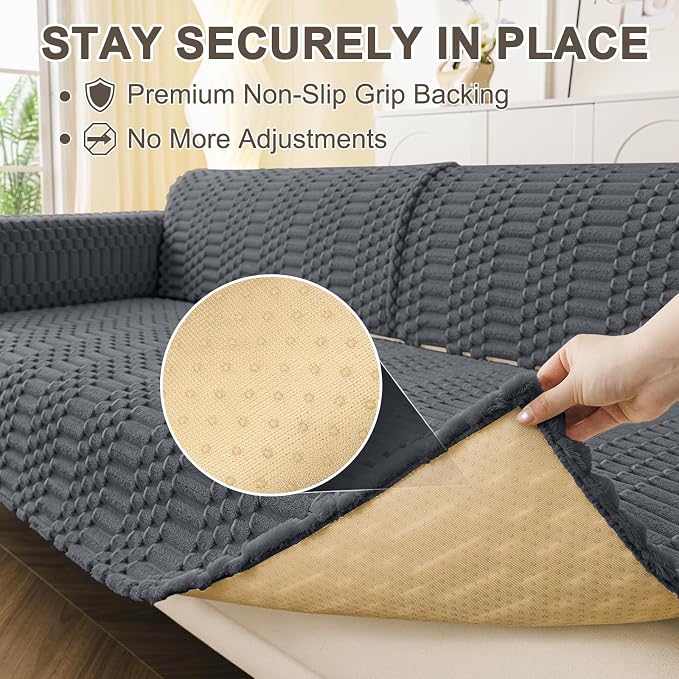 Smiry Waterproof Couch Covers for Dogs Washable, Non Slip Pet Sofa Cover | Plush Scratch Resistant Flannel Furniture Protector for Dogs, Dark Grey, 36" x 82.7" - Image 4