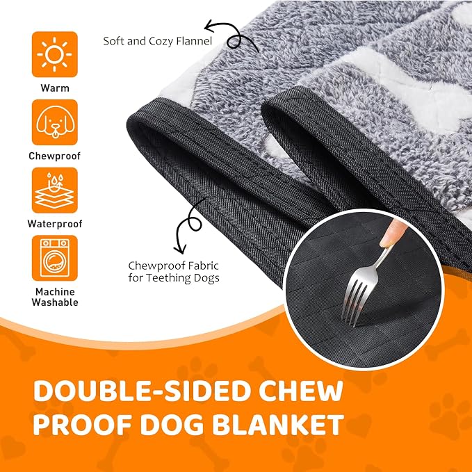 25"x35" Double-Sided Chew Proof Dog Blanket for Sofa Bed Dog Crate | Indestructible Dog Blanket for Aggressive Chewers, Flannel Tear-Resistant & Waterproof Pet Throw Blanket Furniture Protector - Image 4