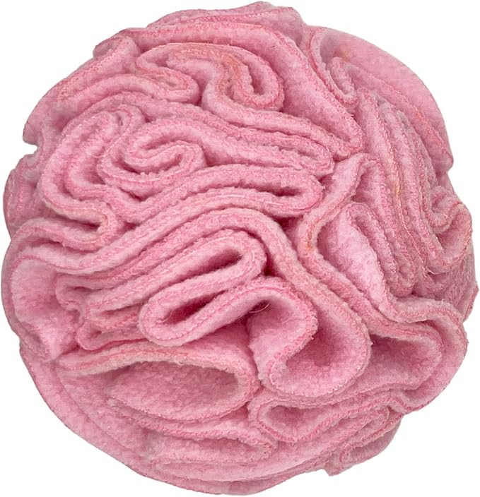 Glory To Dog Small Breed Snuffle Puzzle Ball Treat Foraging Dog Toy Pink | Interactive fleece snuffleball hides treats at variable depths. Engages smell & foraging instinct. Machine washable 4" by GloryToDog