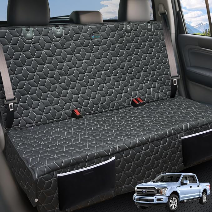 Meginc Dog Car Seat Covers for Back Seat, Bench Seat Covers for Trucks | Heavy-Duty Waterproof Oxford Pet Rear Protector for Ford F150 Ram 1500 Sierra 1500,Non-Slip,Scratch-Resistant,Velcro Opening by Meginc