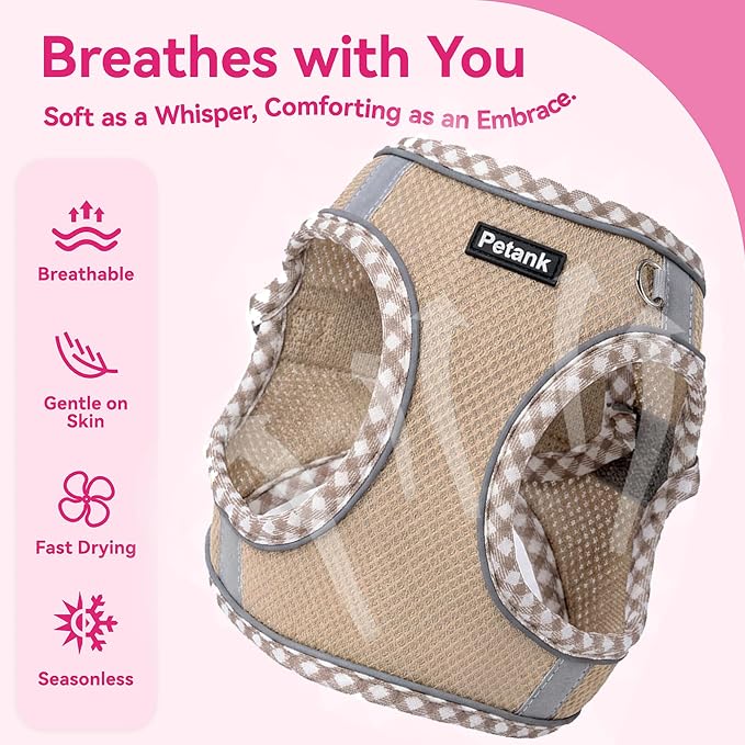 Petank Dog Harness for Small Medium Dogs No Pull, Puppy Harness and Leash Set for Walking, Running, Training, Small Dog Harness, Medium Dog Harness (Brown, XXS) - Image 3