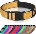 Joytale Reflective Dog Collar, Adjustable Neoprene Padded, Khaki M | Breathable Nylon for Medium Dogs, No Chafing on Walks and Backyard Play, All-Day Comfort, Metal D-Ring, Night Safety by Joytale