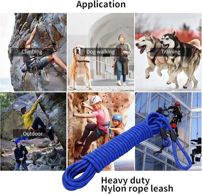 Long Dog Leash for Training 15Ft-Reflective Nylon Rope with Swivel Hook-Recall Agility Lead for Large Small Medium Dogs Outside Walking Hiking-Royal Blue - Image 2