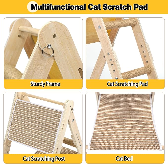 Cat Scratching Pads, Cat Scratch Board, Protecting Furniture Cat Scratcher with Toy Ball, Triangle Shaped 3 Usable Sides for Indoor Cats, Cat Scratch Post, Cat Toy Durable Woodboard Vertical - Image 7