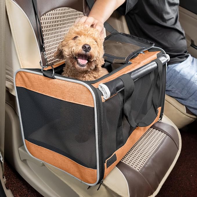 GAPZER Dog Carry Bag Puppy, Pet Soft-Shell Portable Kennel Crate 0-15 lbs | Privacy Protection Big Kitten Car Travel Cloth Carry Bag up to 20 lbs, Small Animal Portable Mesh Kennel Cage for Vet Visits - Image 7
