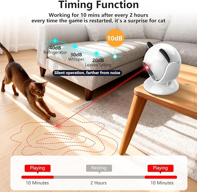 Saolife Laser Cat Toys for Indoor Cats, Truly Random Trjajectory, Suction Cup Design, Run Quiet, Interactive Cat Toy Automatic - Image 2