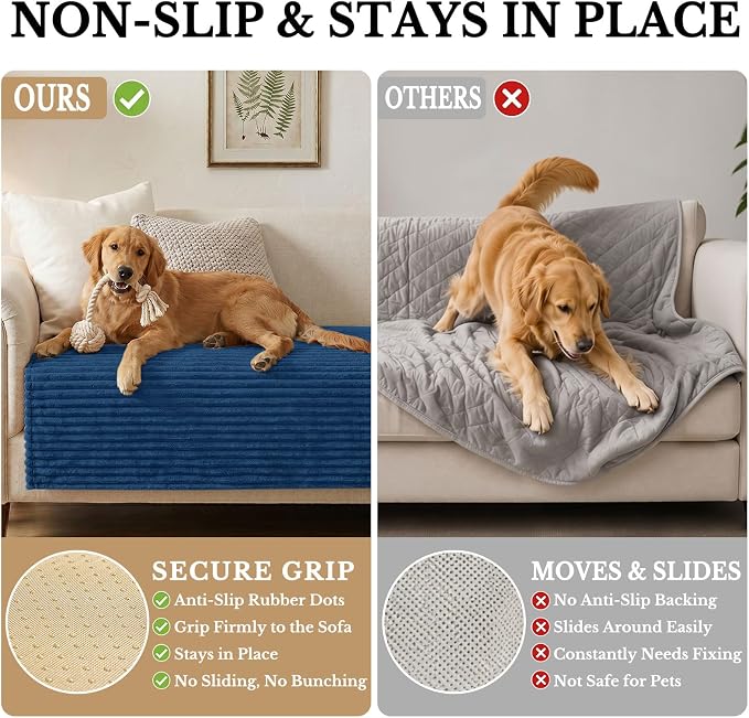 Smiry Waterproof Couch Cover for Dogs, Washable Non Slip Plush Protector | Waterproof Protection, Plush Flannel, Non Slip Backing, Pet Hair & Scratch Protection, Soft Cover (36" x 94.5") - Image 3