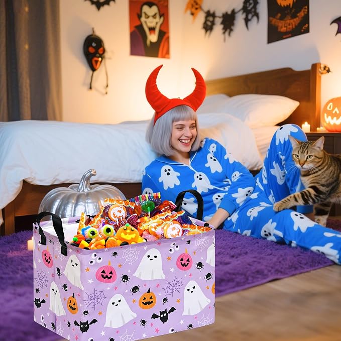 Halloween Storage Basket Home Shelf Basket Rectangle Organizer Box Clothes Laundry Hamper Nursery Bin Gift Laundry Basket with Handles - Image 4