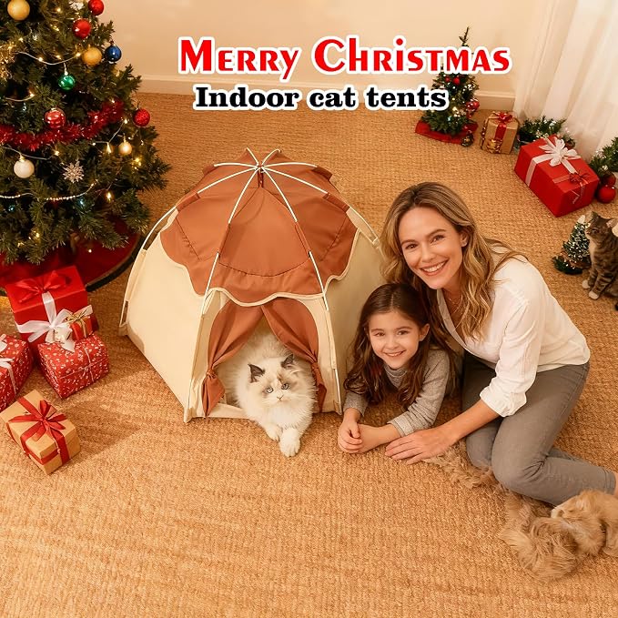 Gigreinc Cat Tent for Indoor, Indoor Dog House,Kitten Tent Suitable for Samll Dogs,Pet Cute Cave Nest Dog Houses(Beige, Large) - Image 7