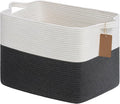 Goodpick 50L Large Woven Rope Storage Basket, Rectangle, Dark Gray | 18" × 14" × 12" Decorative Gift Basket for Living Room & Nursery Organization, Fits Blanket & Toy Storage, Writable Label by Goodpick