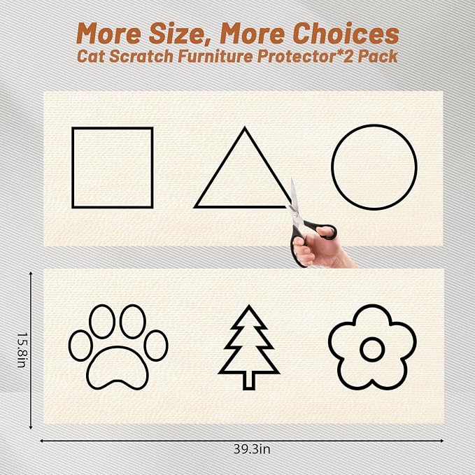 78.7" x 15.8" Cat Scratch Furniture Protector | Trimmable DIY Self-Adhesive Strong Adhesion, Won't Fall Off, Easy to Use, Leaves No Residue, for Couch, Sofa, Wall & Door - Image 2