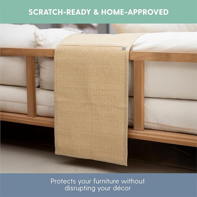 The Cat Ladies Cat Scratch Furniture Protector Mat - Couch Protector from Claws - Anti Scratch Furniture Protectors from Cats Scratching - Sisal Scratcher Pad - Beige - Image 7