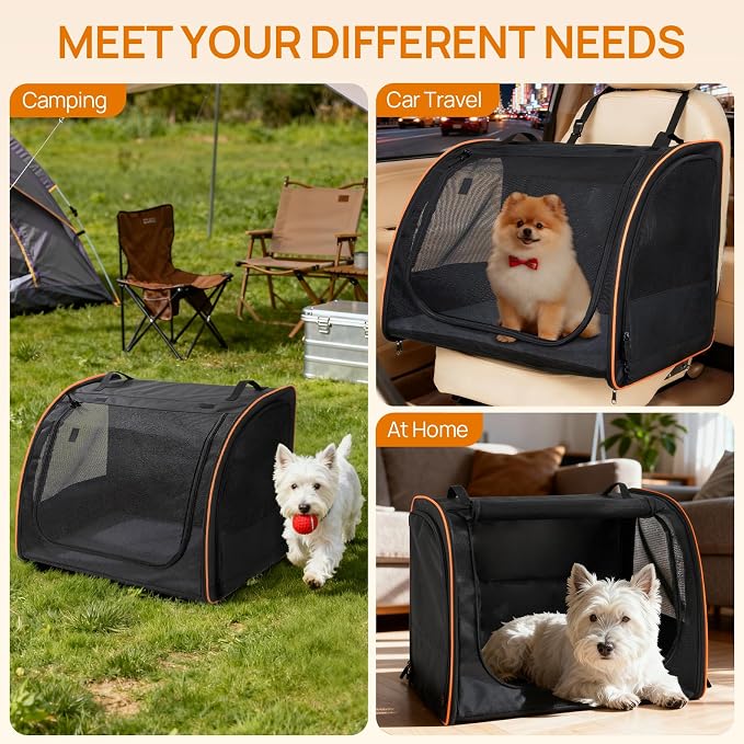 Dog Car Seat, Enclosed Carrier for Pets Travel Safety Dog Crate Soft-Sided Covered Car Kennel Carrier for Backseat for Medium Dogs - Image 6