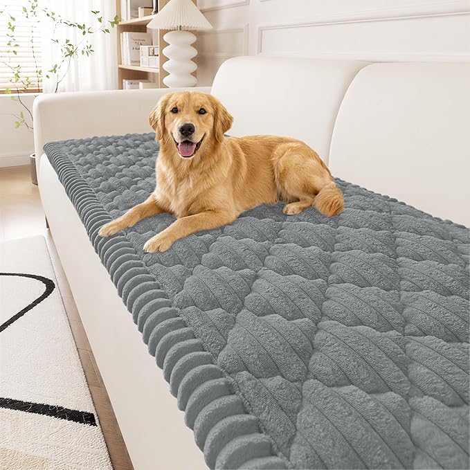 Smiry Couch Cover for Dogs Washable, Non Slip Fuzzy Pet Sofa Protector | Soft Thick Furniture Cover for Sofa, Loveseat and Sectional, Scratch & Pet Hair Resistant (Grey, 27.6" x 59") by Smiry