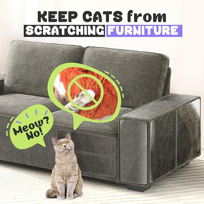 JINVOGREEN Large Cat Scratch Furniture Protector, 18 Pcs Clear Anti Cat Scratch Protector, Self-Adhesive Furniture Cat Scratch Protector, 17in (Pack of 2) - Image 2