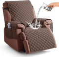 KinCam 100% Waterproof Recliner Chair Covers Washable, 23.6", Deep Brown | Anti Slip Reclining Couch Covers for Pets Dog, Recliner Sofa Slipcover Storage Pocket, Furniture Protector with Elastic Strap by KinCam