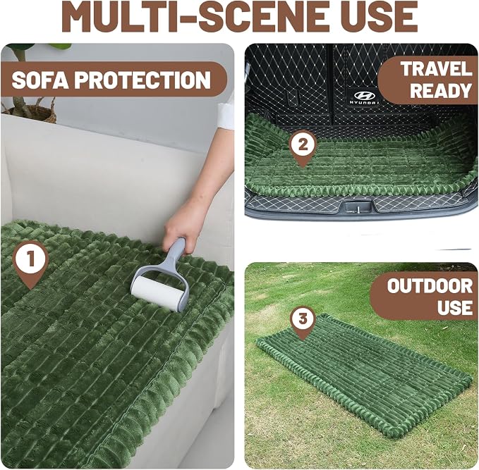 Dog Car Seat Waterproof Bed Cover Back Seat Dark Green 23.6”x51” | Nonslip Soft Comfortabl Pet Bed Mat Car Blanket for Travel Backseat Extender Seat Covers Dog Bed for Cars Trucks and SUVs - Image 7