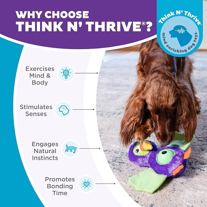 Outward Hound by Nina Ottosson Hide-Ablez Plush Dog Puzzle with Treat Ball, Toucan, Multicolored - Image 6